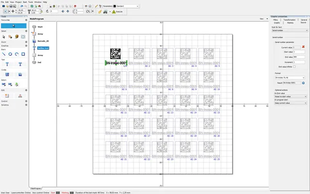 fonction "flèche" numéros de série avec SpeedMark